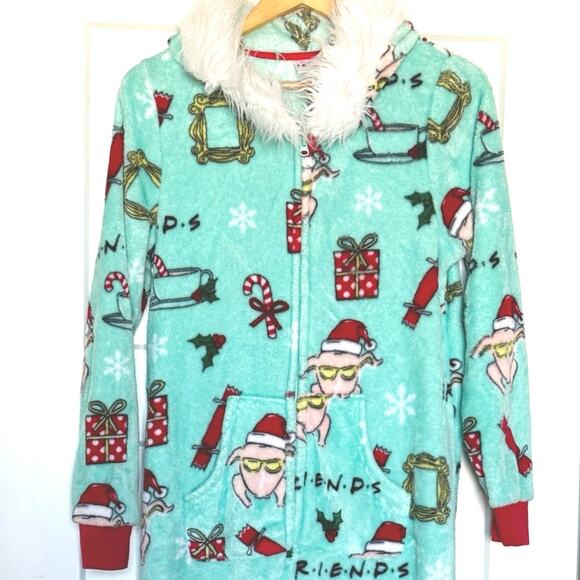 Friends Pajamas Womens Size Medium (8-10) One Piece Christmas Winter PJ’s - Picture 6 of 10